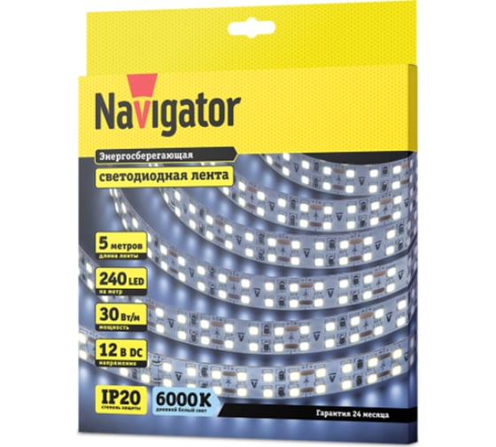 Изображение товара Лента Navigator СД 14 463 NLS-2835CW240-30-IP20-12V 5 м 14463