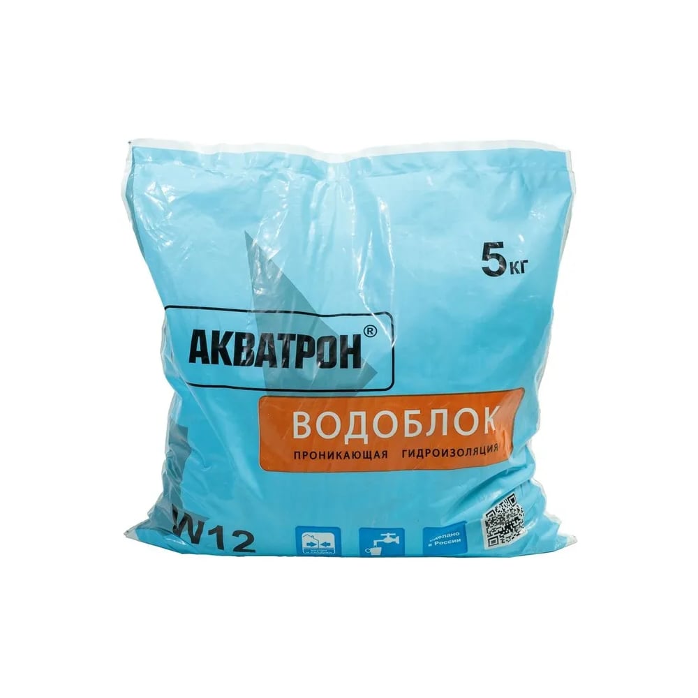 Изображение товара Проникающая гидроизоляционная смесь АКВАТРОН ВОДОБЛОК 5 кг для бетона и кирпича