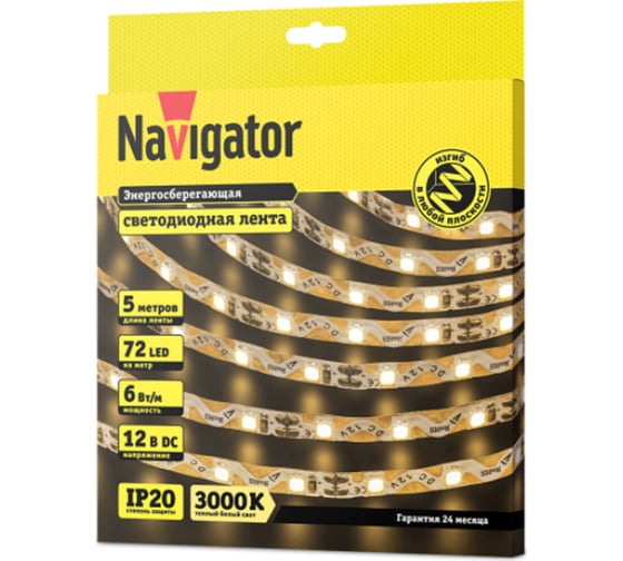 Изображение товара Лента Navigator СД 14 471 NLS-2835WWST72-6-IP20-12V 5 м 14471