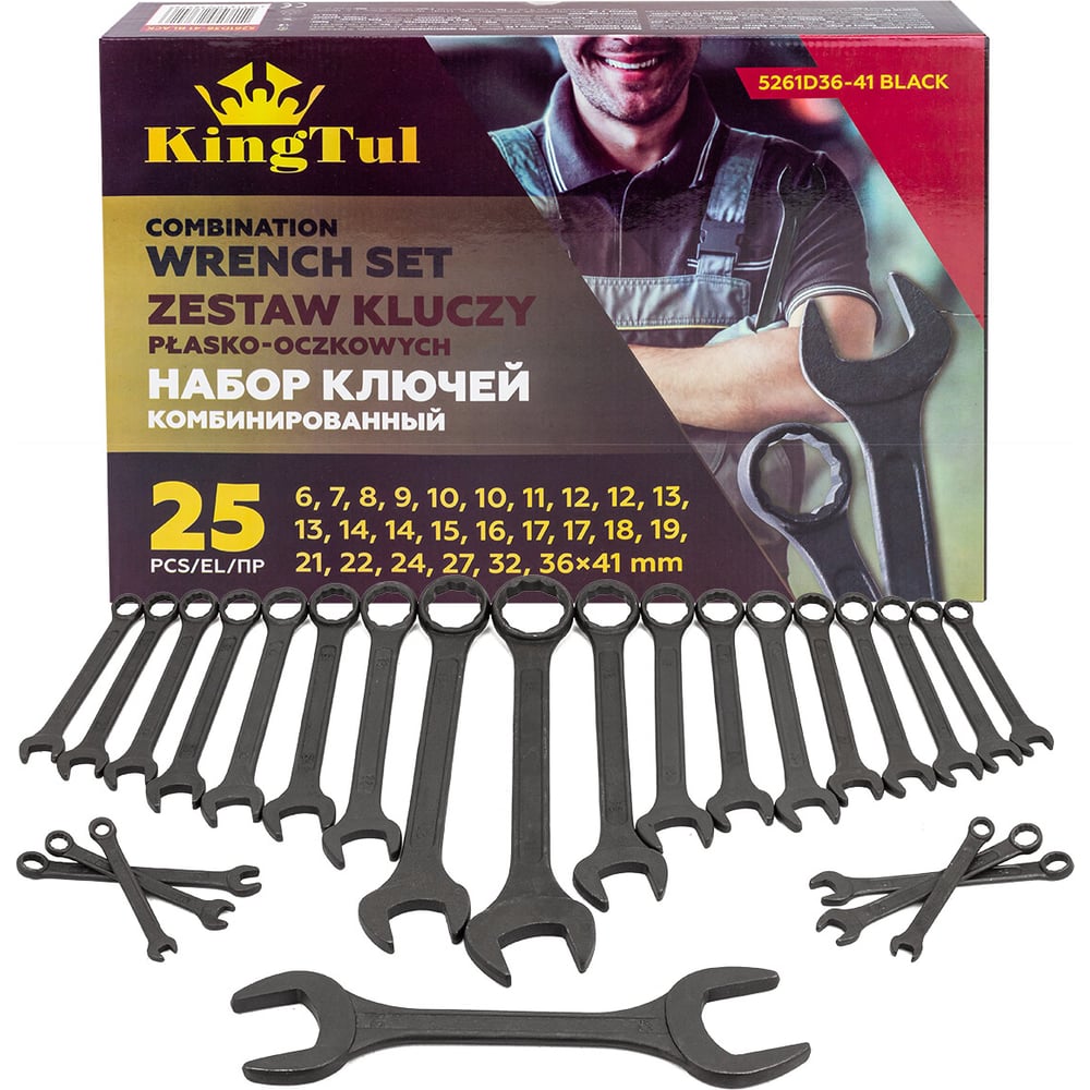 Изображение товара Набор ключей комбинированных KingTul 25 шт KT-5261D36-41 BLACK