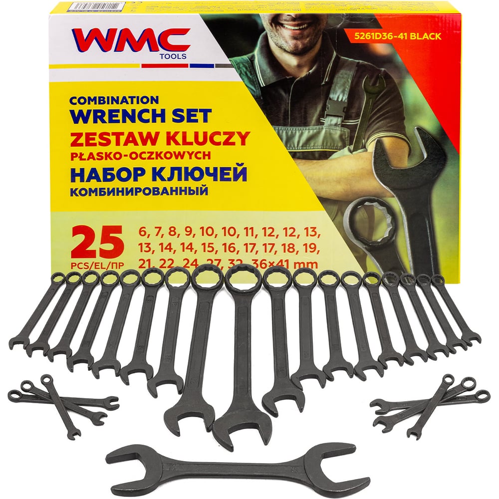 Изображение товара Набор комбинированных ключей WMC TOOLS 25 предметов профессиональный