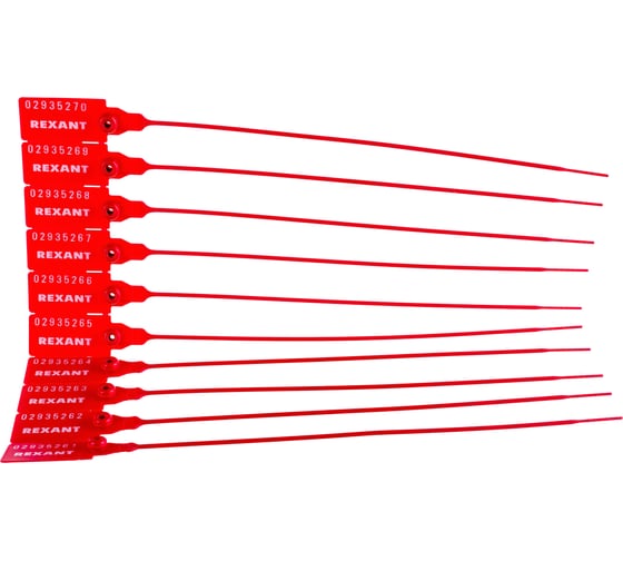 Изображение товара Номерная пломба для опечатывания REXANT пластиковая 220 мм красная 50 шт 07-6111