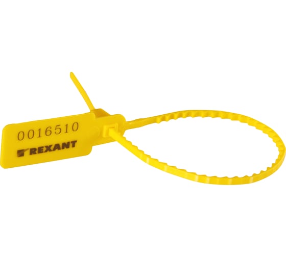 Изображение товара Номерная пломба для опечатывания REXANT пластиковая 255 мм желтая 50 шт 07-6122