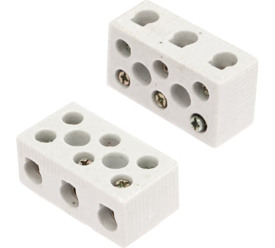 Изображение товара Керамическая винтовая клемма REXANT 3 пары 12 мм2 с крепежным отверстием 45 шт 07-6227