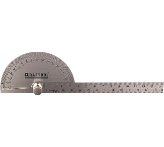 Изображение товара Транспортир с линейкой KRAFTOOL Protractor из нержавеющей стали, 145 мм 34290