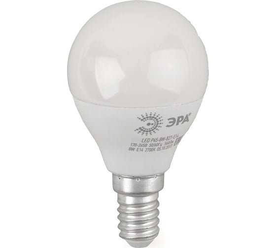 Изображение товара Светодиодная лампочка ЭРА RED LINE LED P45-8W-827-E14 R Е14 / E14 8 Вт шар теплый белый Б0050697