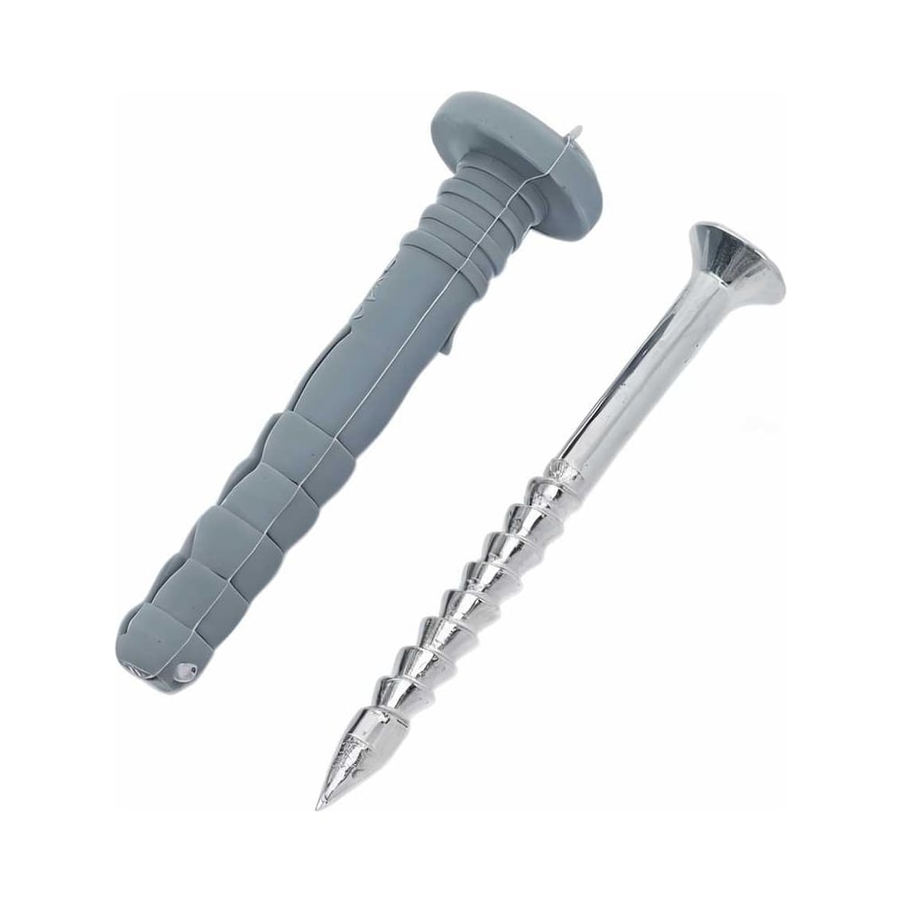 Изображение товара Дюбель с шурупом гриб для крепления в бетоне и кирпиче, пластиковый серый, 6х40 мм, 90 шт. ARNO INDUSTRIES AG1500604062G99