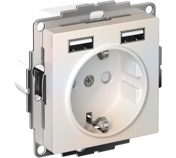 Изображение товара Розетка 16А с 2 USB A+A Systeme Electric AtlasDesign Шампань Жемчуг 5В/2,4А, 2х5В/1,2А ATN000430