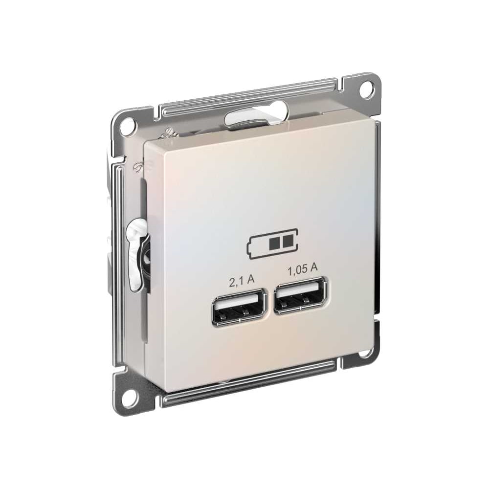 Изображение товара 2-местная USB розетка Systeme Electric AtlasDesign Жемчуг 5В 2,1 А