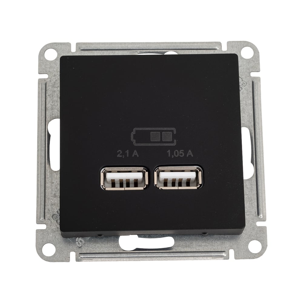 Изображение товара 2-местная USB розетка Systeme Electric AtlasDesign Карбон 5В 2,1 А