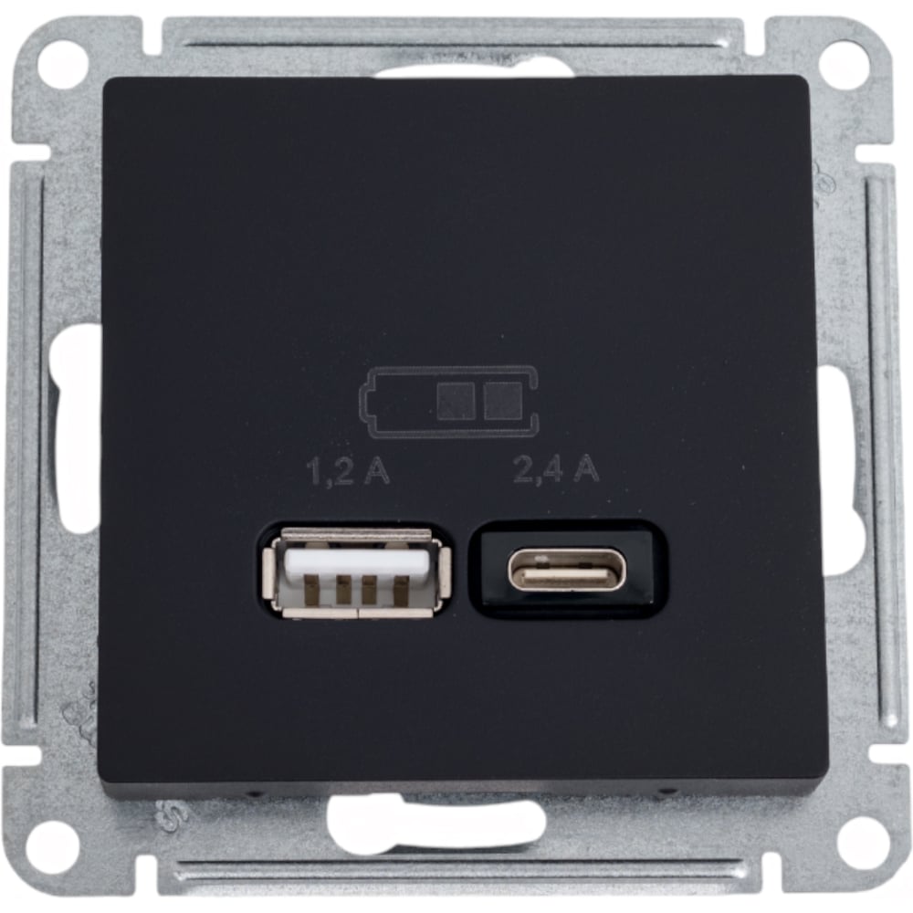 Изображение товара Розетка USB A+С Systeme Electric AtlasDesign Карбон 5В/2,4А