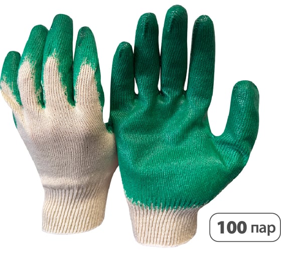 Изображение товара Перчатки SaveHands 104, ХБ с одинарным латексным обливом, 9 р., 13 класс, упаковка 100 пар 101104-100