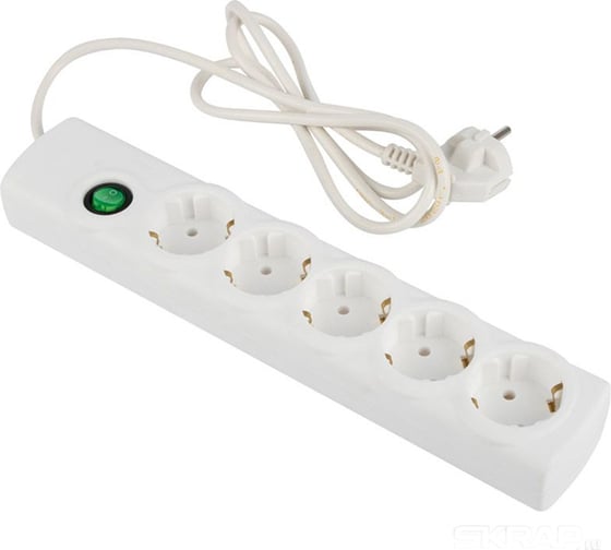 Изображение товара Сетевой фильтр Engy Сеть-2 5 метров, 5 розеток, белый 186759