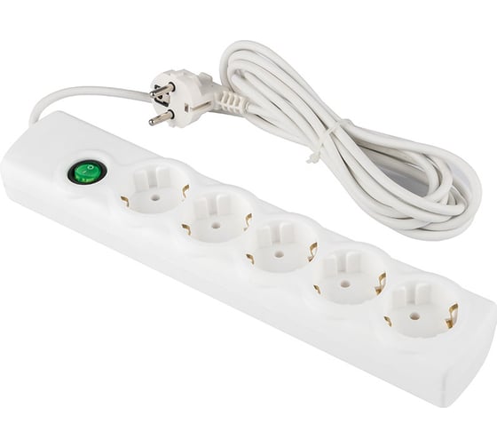 Изображение товара Сетевой фильтр Engy Сеть-2 3 метра, 5 розеток, белый 186758