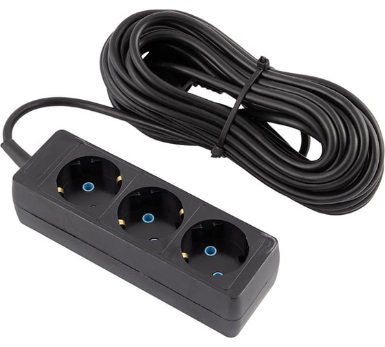 Изображение товара Удлинитель Engy Гранд 10 метров, 3 розетки, с заземлением, черный 186737