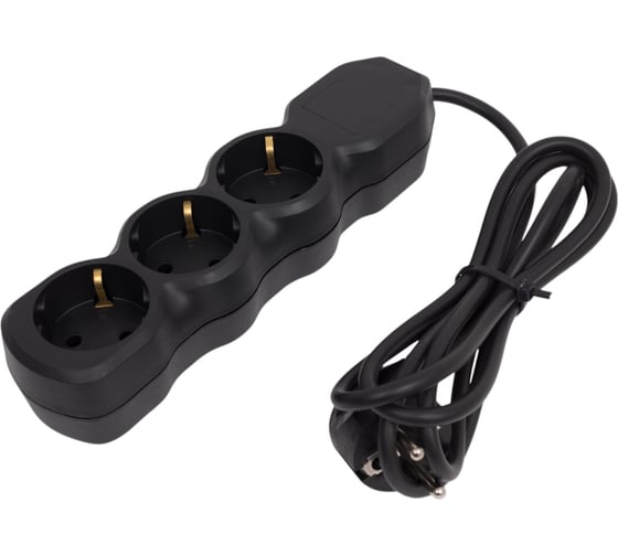 Изображение товара Удлинитель Engy Гранд 1,7 метра, 3 розетки с заземлением, черный 186736