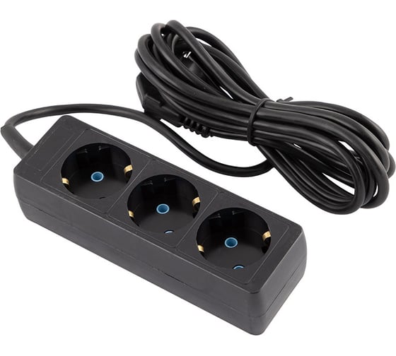 Изображение товара Удлинитель Engy Гранд 3 метра, 3 розетки, с заземлением, черный 186738