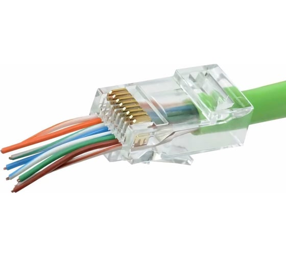 Изображение товара Разъем легкой оконцовки Hyperline RJ-45 (8P8C) под витую пару (100 шт.), 403341