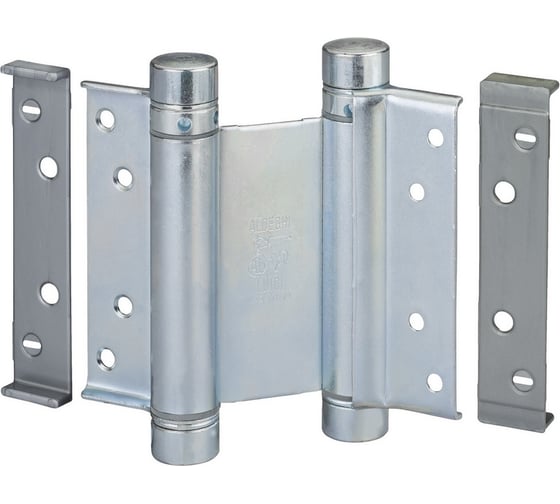 Изображение товара Барная пружинная петля двойного действия ALDEGHI LUIGI SPA 125х48х42 мм, цвет: оцинкованная сталь, к-т: 2 шт + ключ с декоративными шурупами 101AZ125B2