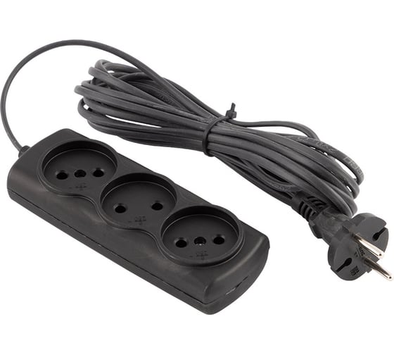 Изображение товара Удлинитель Engy Эконом 5 метров, 3 розетки, черный 186748