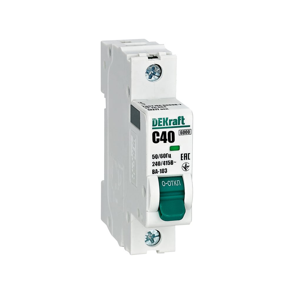 Изображение товара Автоматический выключатель DEKraft 1Р 40А характеристика C ВА-103