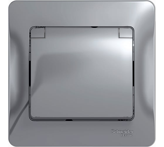 Изображение товара Розетка Systeme Electric Glossa Алюминий с заземлением со шторками с крышкой, IP20 GSL000346