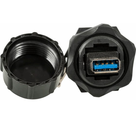 Изображение товара Индустриальный соединительный модуль LANMASTER USB 3.0 IP68 с крышкой LAN-OK-USB30/180-WP