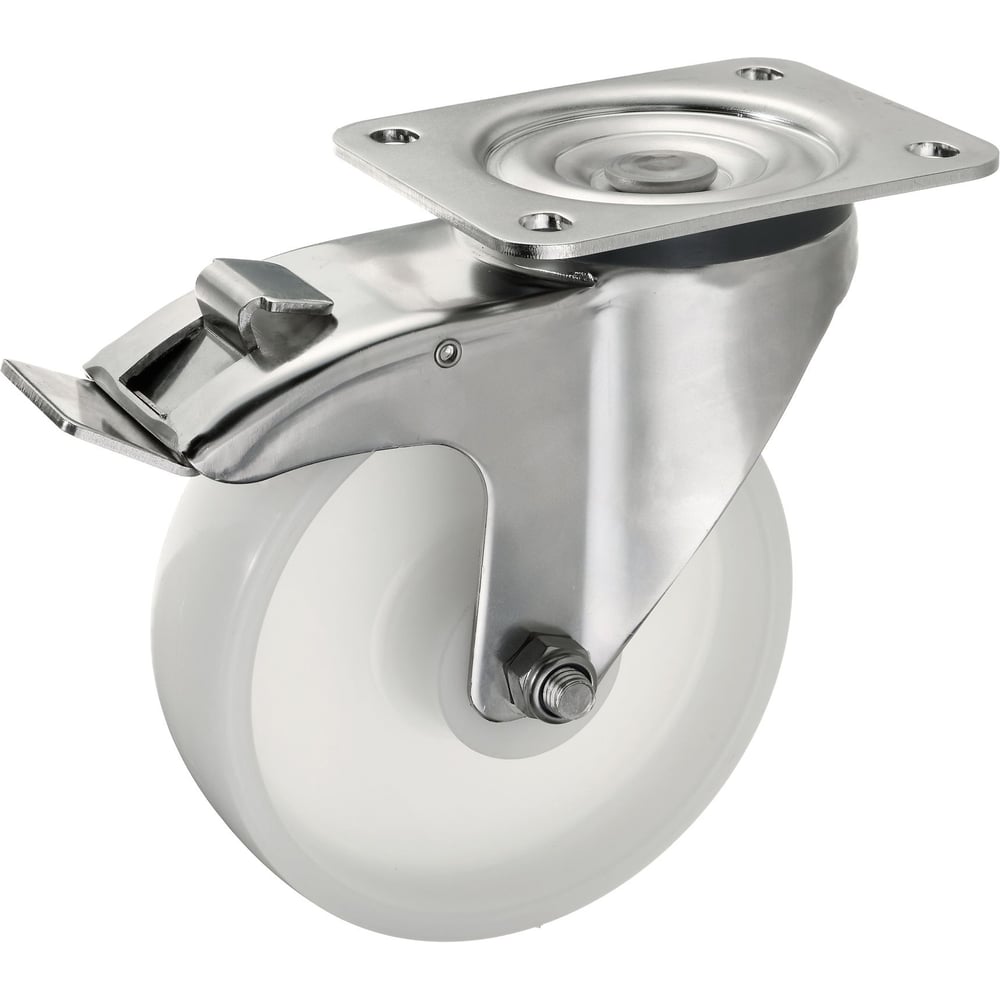 Изображение товара Колесо поворотное Стелла-техник с тормозом, диаметр 160мм, грузоподъемность 400кг, полиамид, кронштейн из нержавеющей стали, 5903-150