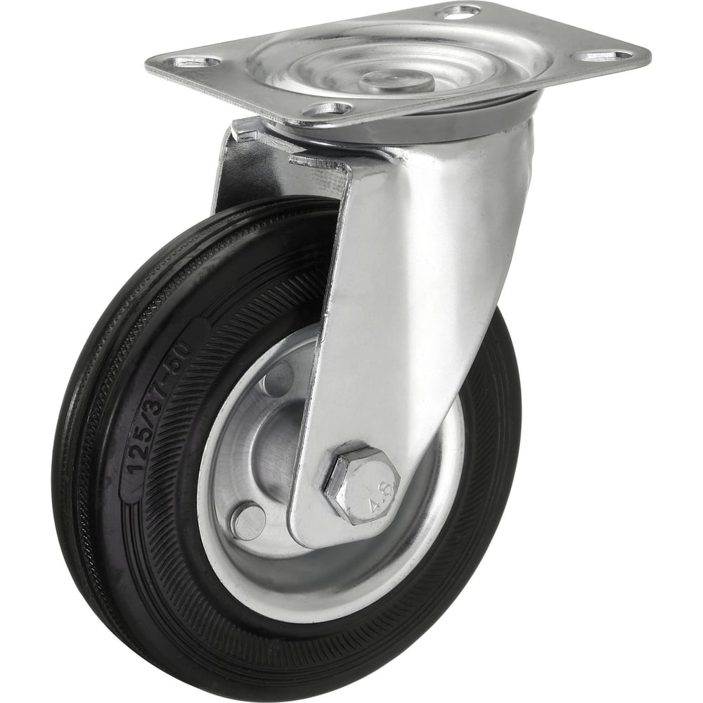 Изображение товара Поворотное колесо Стелла-техник 125 мм грузоподъемность 130 кг резина металл