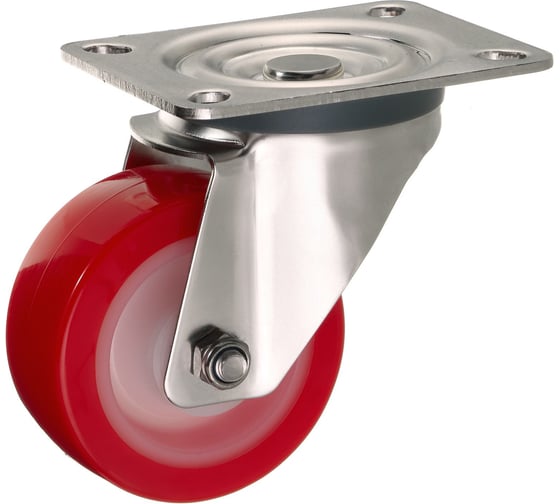 Изображение товара Колесо поворотное Стелла-техник диаметр 80мм, грузоподъемность 120кг, термопластичный полиуретан, полиамид, кронштейн из нержавеющей стали, 6901-80