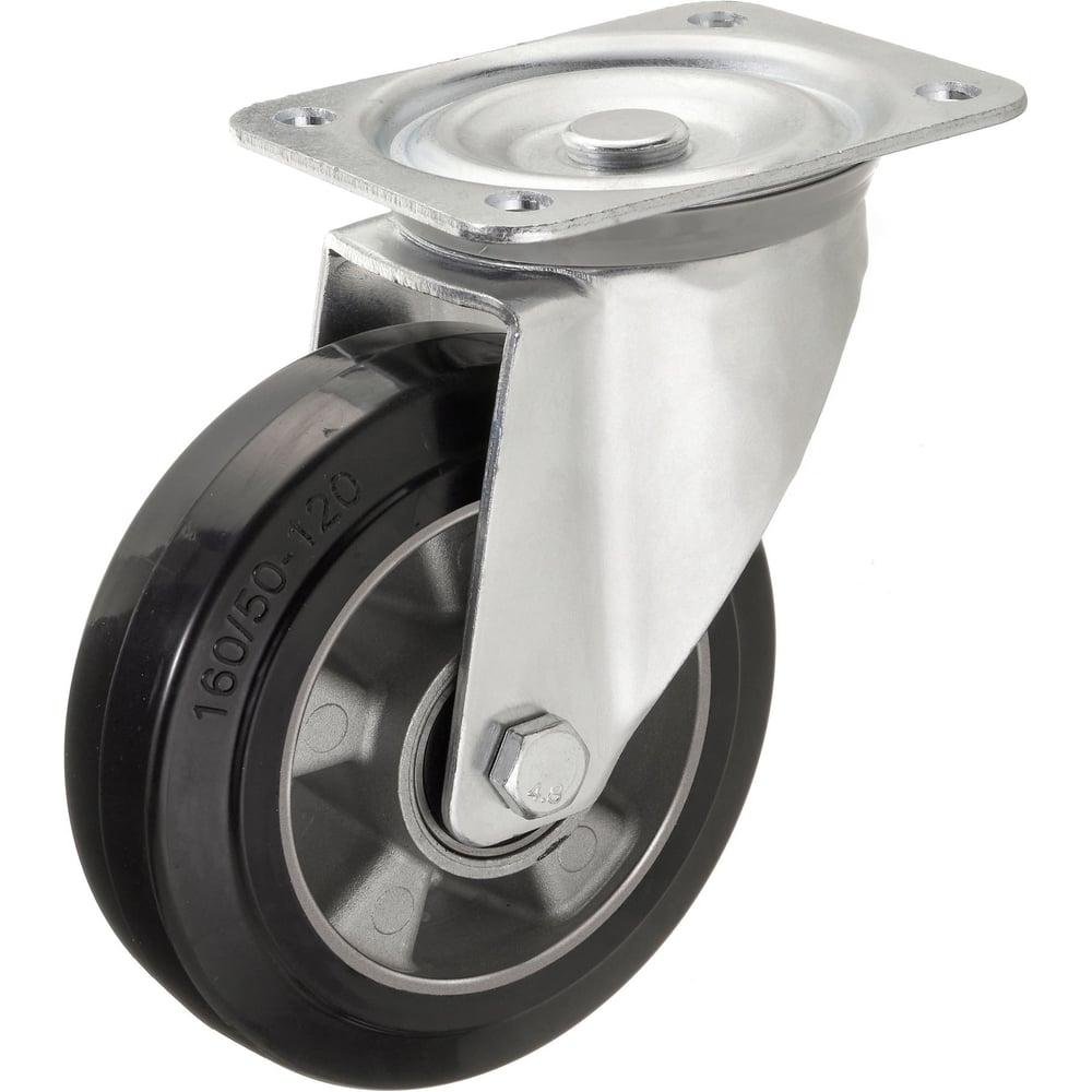 Изображение товара Поворотное промышленное колесо Стелла-техник диаметр 160 мм грузоподъемность 300 кг эластичная рези