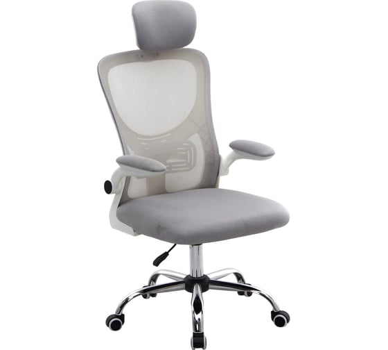 Изображение товара Кресло Cromex Dynamic CH-699, откидные подлокотники, пластик белый, сетка, серое, TW, 533070