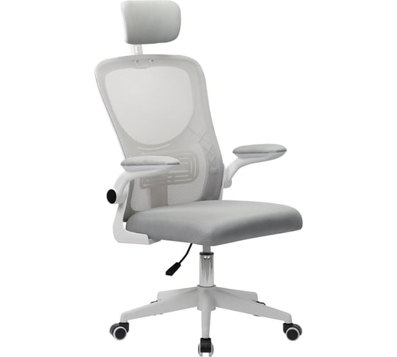 Изображение товара Кресло Cromex Dynamic CH-699, откидные подлокотники, пластик белый, сетка, серое, TW, 533070