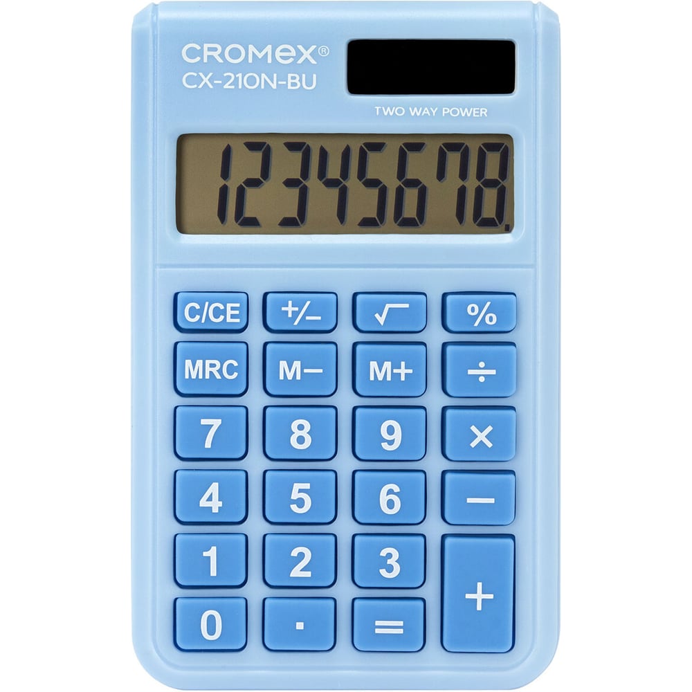 Изображение товара Карманный калькулятор Cromex CX-210N-BU 8-разрядный голубой с солнечной панелью