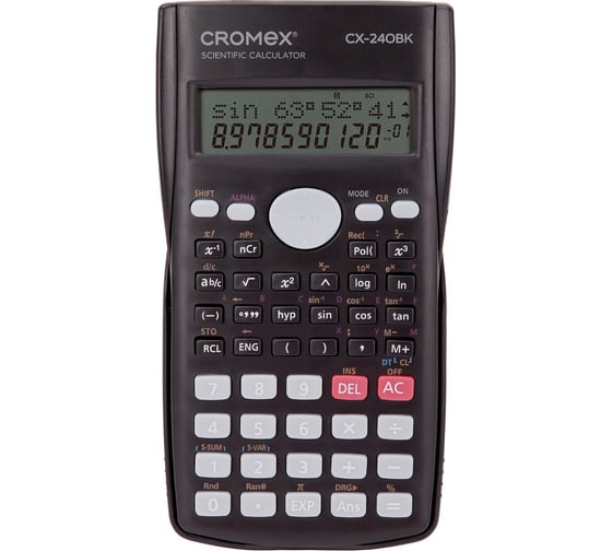 Изображение товара Калькулятор инженерный Cromex СX-240BK (155х80 мм), 240 функций, 10+2 разрядов, черный, 273832
