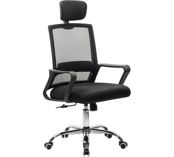 Изображение товара Кресло Cromex Debut CH-697, ХРОМ, с подлокотниками, мех. качания, сетка, черное, ткань TW, 533068