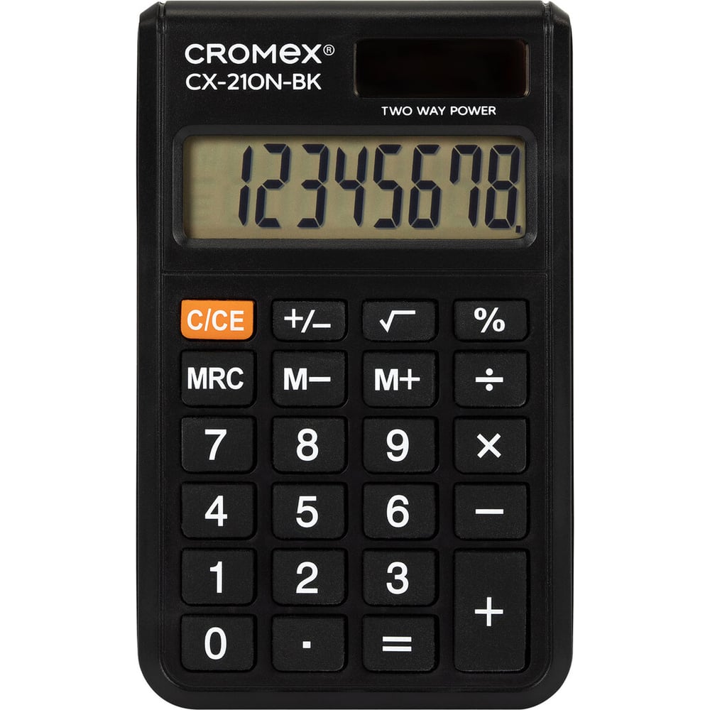 Изображение товара Карманный калькулятор Cromex CX-210N-BK 8 разрядов двойное питание черный