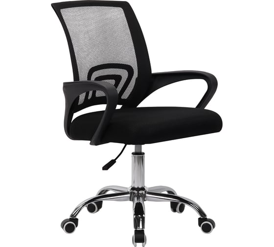 Изображение товара Кресло Cromex Top CH-695, ХРОМ, с подлокотниками, сетка, черное, ткань TW, 533066