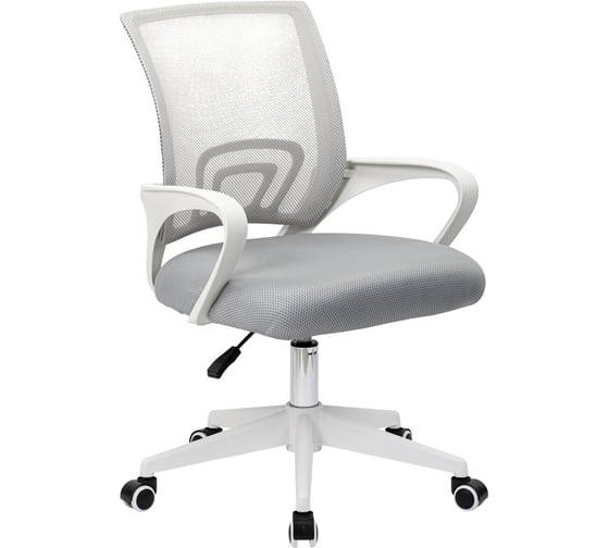 Изображение товара Кресло Cromex Top CH-695W, с подлокотниками, пластик белый, сетка, серое, ткань TW, 533067