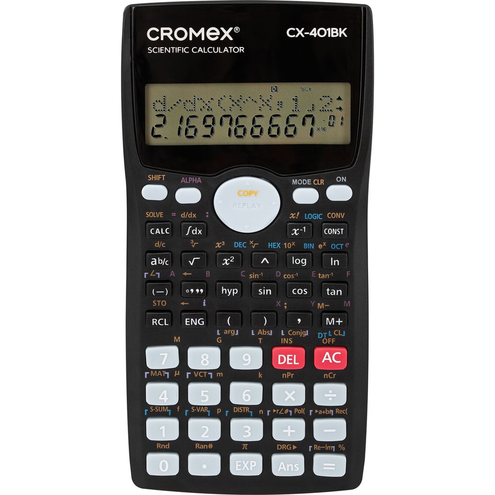 Изображение товара Инженерный калькулятор Cromex CX-401BK 10+2 разряда, черный, компактный