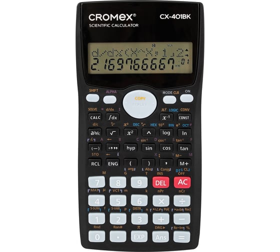 Изображение товара Калькулятор инженерный Cromex CX-401BK (155х80 мм), 401 функция, 10+2 разрядов, черный, 273833