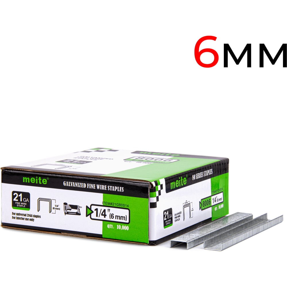Изображение товара Мебельные обивочные скобы MEITE 80/06 A-06 10 000 шт оцинкованная сталь