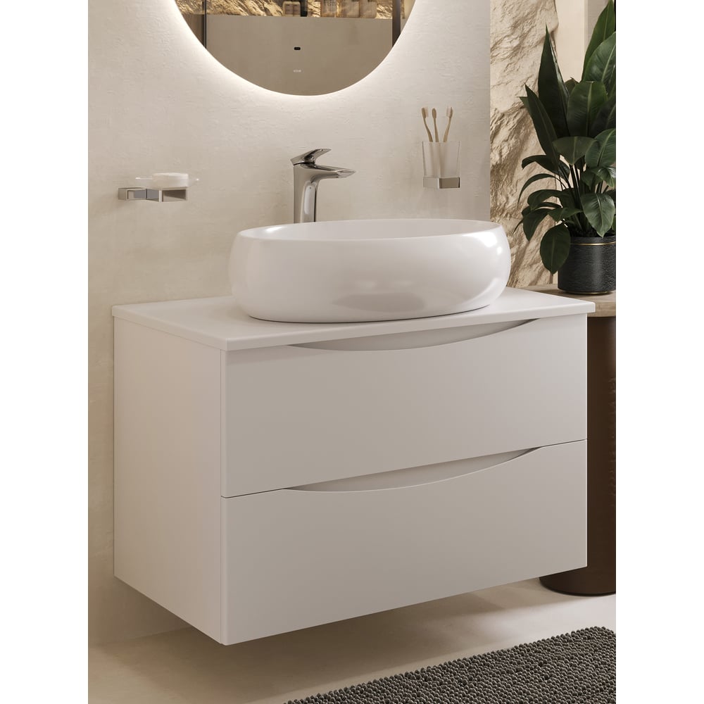 Изображение товара Подвесная тумба c раковиной BOND Cube серия современная белая фасад эмаль