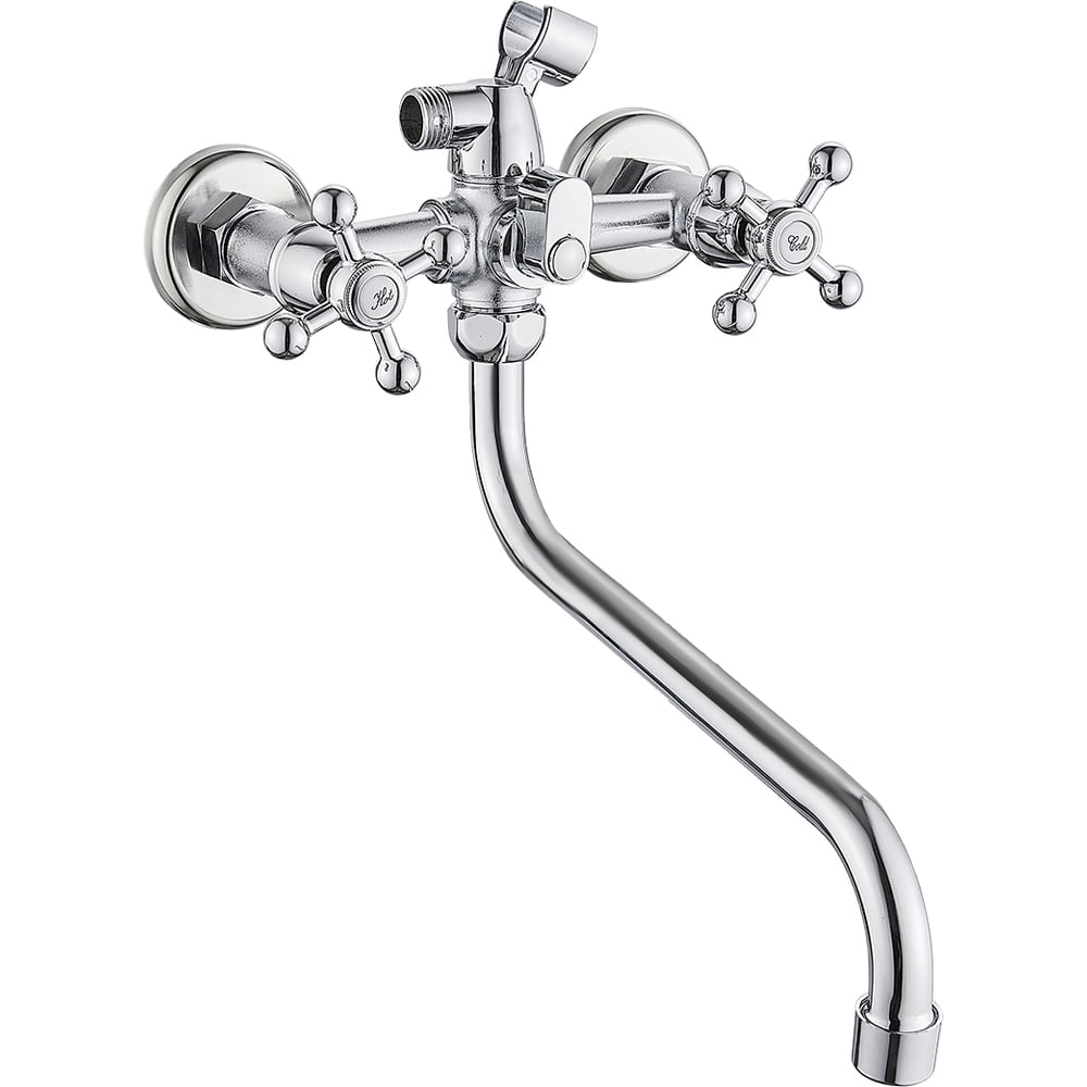 Изображение товара Смеситель для ванны GR двухручковый излив 30 см с аэратором хром