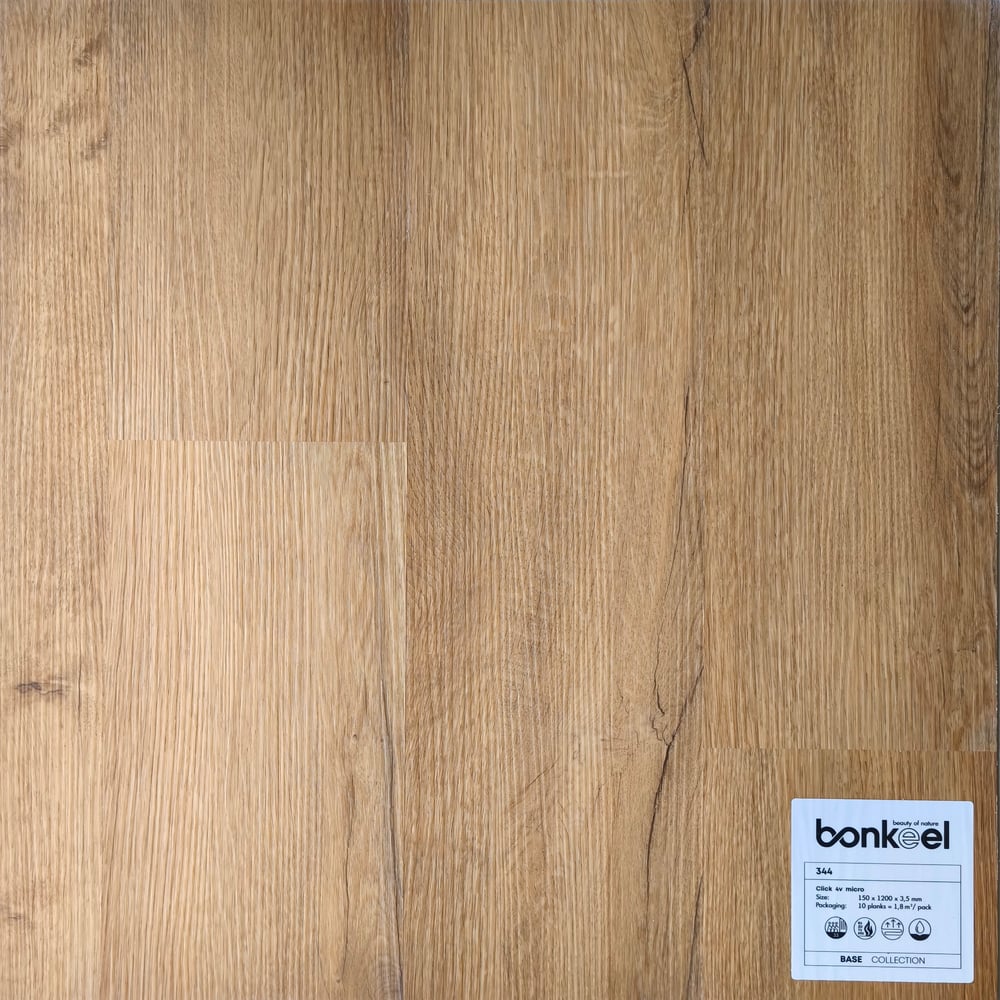 Изображение товара Плитка ПВХ замковая Bonkeel SPC Base 344 3,5x150x1200, влагостойкая, паркетный рисунок