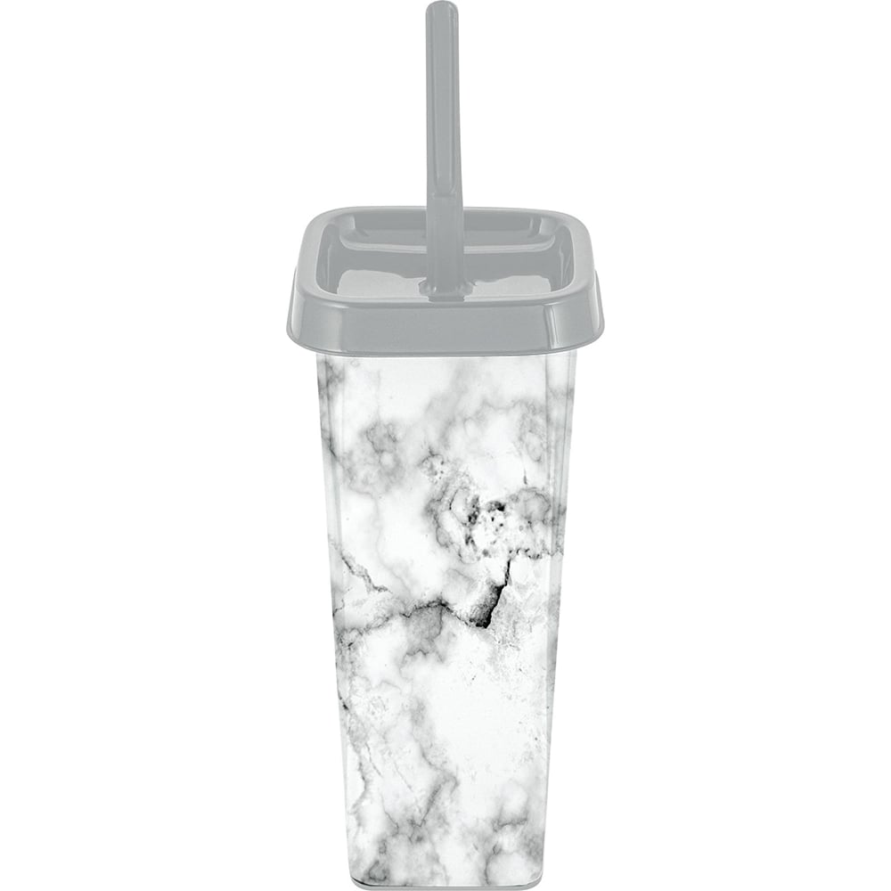 Изображение товара Ершик для унитаза Spin&Clean Flamenco с крышкой и подставкой, мрамор, 12x12x37 см