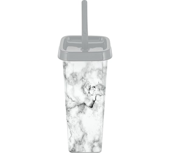 Изображение товара Ершик для унитаза Spin&Clean Flamenco с подставкой и крышкой, 12 x 12 x 37 см, мрамор 220209