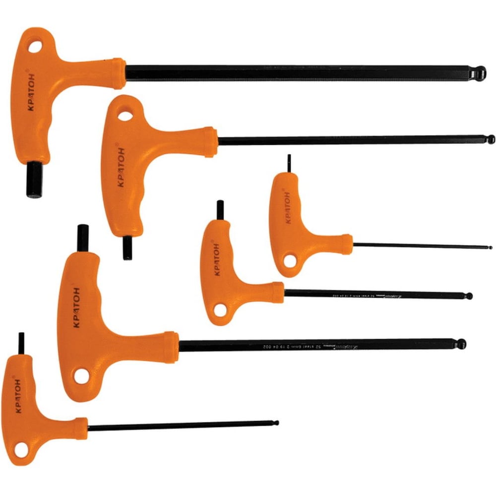 Изображение товара Набор шестигранных ключей T-образных с шаровым окончанием 6 шт Кратон