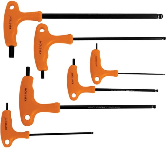 Изображение товара Набор ключей INDUSTRIAL шестигр Кратон Т-образный шар 6 шт 2 19 04 002 2 19 04 002