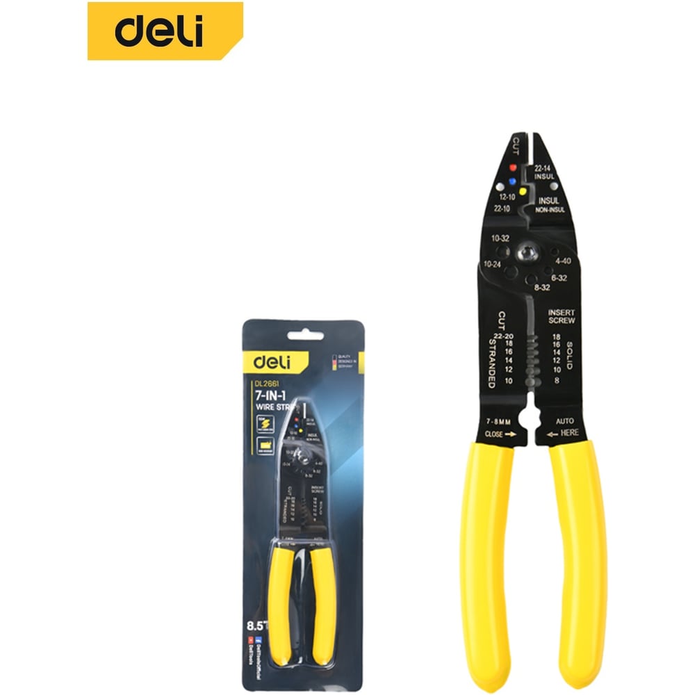 Изображение товара Многофункциональный стриппер DELI 7-в-1 DL2661 для резки зачистки и обжима кабелей